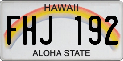 HI license plate FHJ192