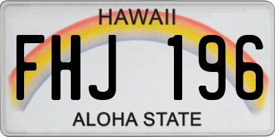 HI license plate FHJ196