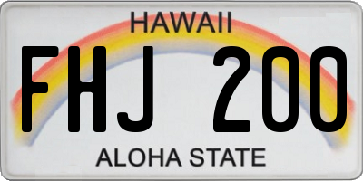 HI license plate FHJ200