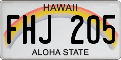 HI license plate FHJ205
