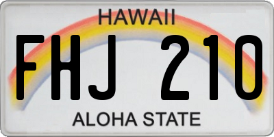 HI license plate FHJ210