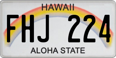 HI license plate FHJ224