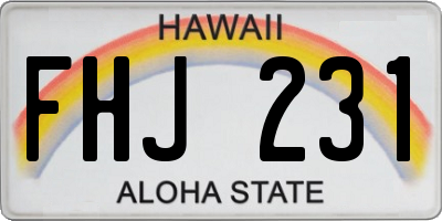HI license plate FHJ231