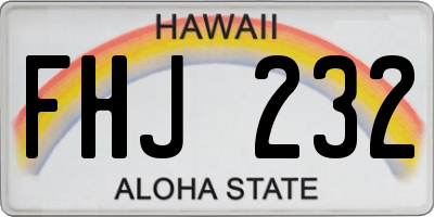 HI license plate FHJ232
