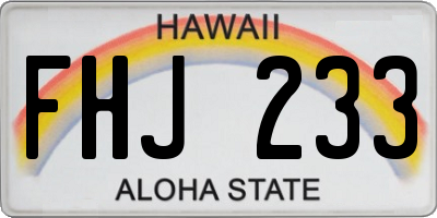 HI license plate FHJ233
