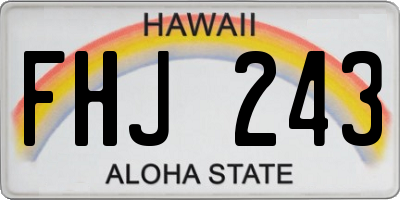 HI license plate FHJ243