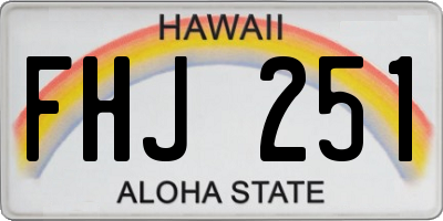 HI license plate FHJ251