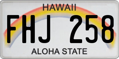 HI license plate FHJ258