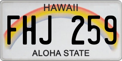 HI license plate FHJ259