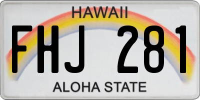 HI license plate FHJ281