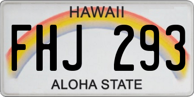 HI license plate FHJ293