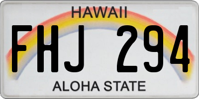 HI license plate FHJ294