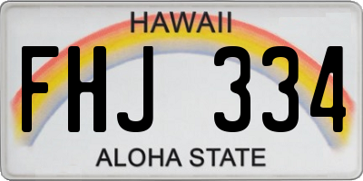 HI license plate FHJ334