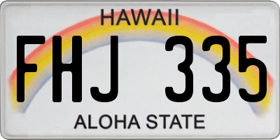 HI license plate FHJ335