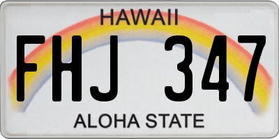HI license plate FHJ347
