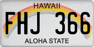 HI license plate FHJ366