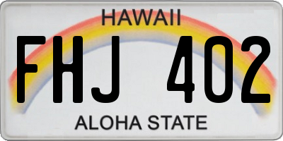 HI license plate FHJ402