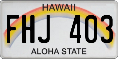 HI license plate FHJ403