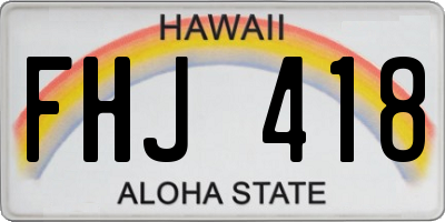 HI license plate FHJ418