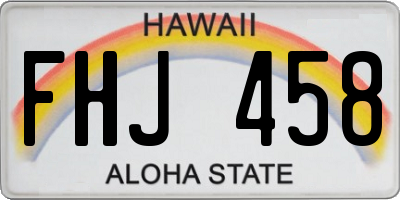 HI license plate FHJ458