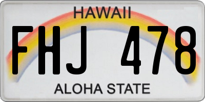 HI license plate FHJ478