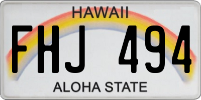 HI license plate FHJ494