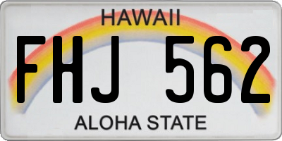 HI license plate FHJ562