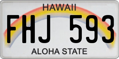HI license plate FHJ593