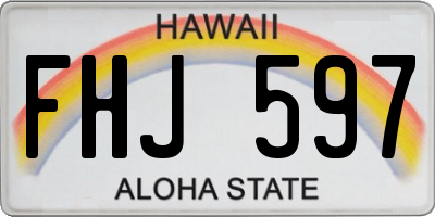 HI license plate FHJ597