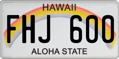 HI license plate FHJ600