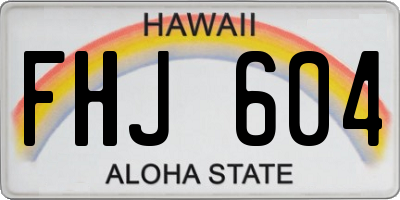 HI license plate FHJ604