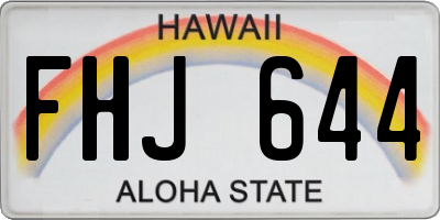 HI license plate FHJ644