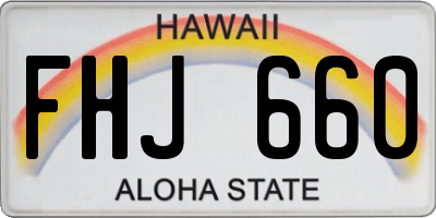 HI license plate FHJ660