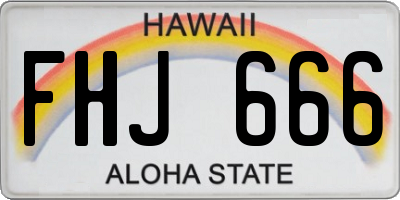 HI license plate FHJ666