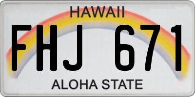 HI license plate FHJ671