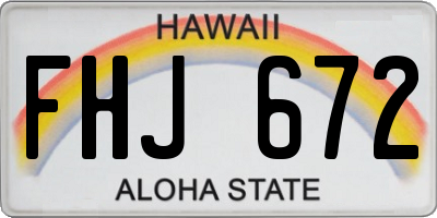 HI license plate FHJ672