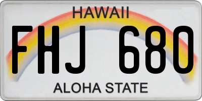 HI license plate FHJ680