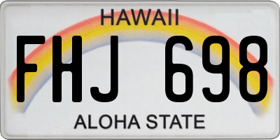 HI license plate FHJ698