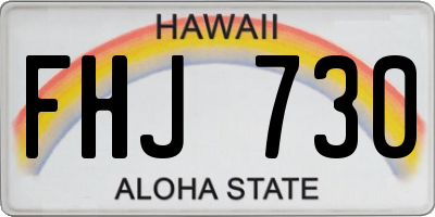 HI license plate FHJ730