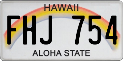 HI license plate FHJ754