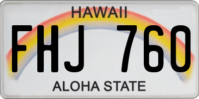 HI license plate FHJ760