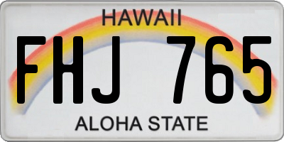 HI license plate FHJ765