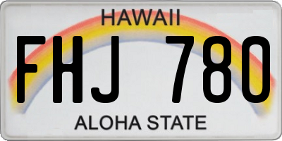 HI license plate FHJ780