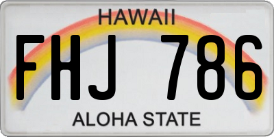 HI license plate FHJ786