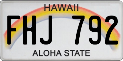 HI license plate FHJ792