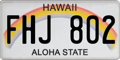 HI license plate FHJ802
