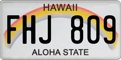 HI license plate FHJ809