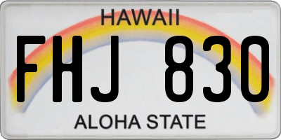 HI license plate FHJ830