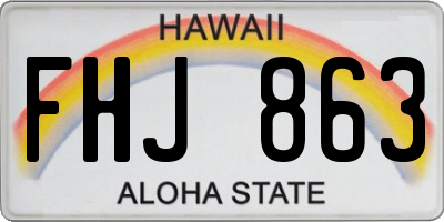 HI license plate FHJ863