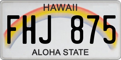 HI license plate FHJ875